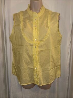Vintage J.Crew 100% cotton Yellow Ruffle Sleeveless Blouse